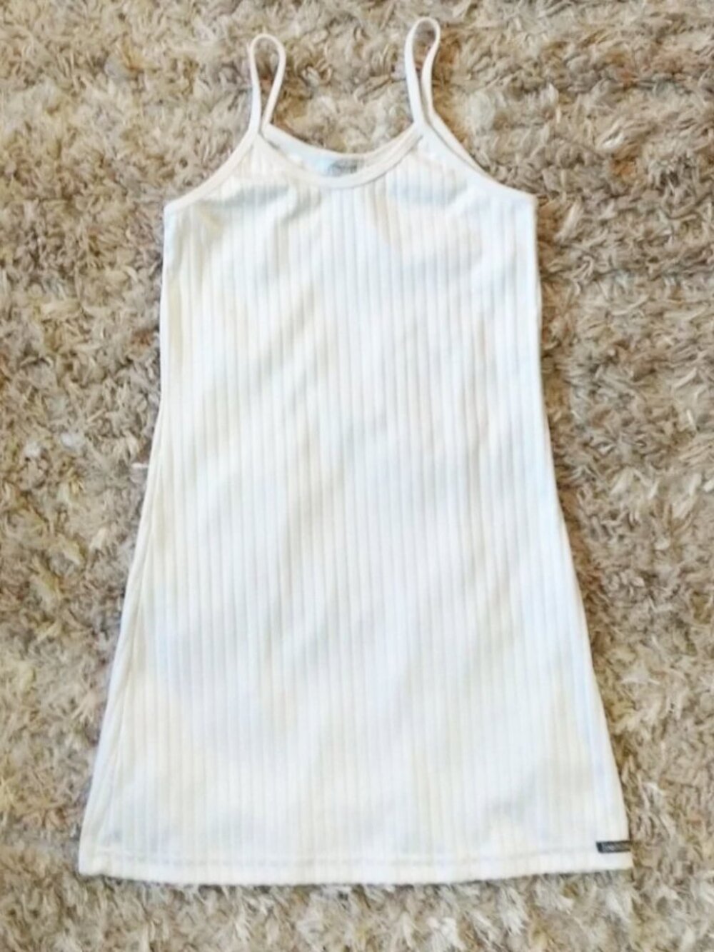 VTG Y2K White Wide Ribbed Longline Tank Top M Canadian Acubi Streetwear